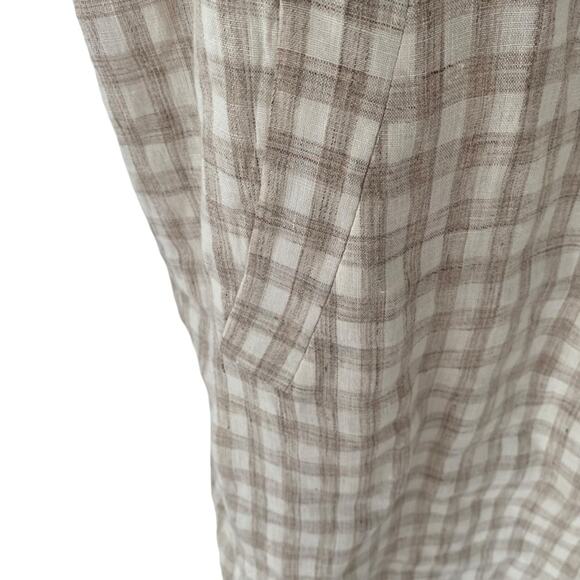 Eileen Fisher Organic Linen Slub Gingham Check Shift Dress size medium Natural - Picture 5 of 10